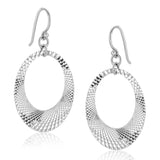 Sterling Silver Textured Open Graduated Oval Drop Earrings