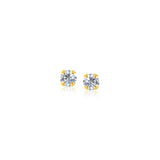 14K Yellow Gold Stud Earrings with Faceted White Cubic Zirconia