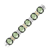 18K Yellow Gold & Sterling Silver Amethyst, Tsavorite, & Diamond Accented Bracelet