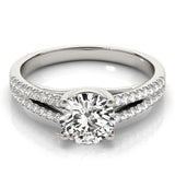 14K White Gold Split Shank Round Diamond Engagement Ring (1 1/8 ct. tw.)