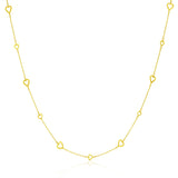 14K Yellow Gold Chain Necklace with Open Heart Stations