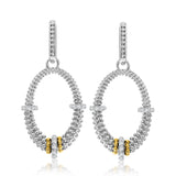 18K Yellow Gold & Sterling Silver Diamond Accented Graduated Oval Earrings