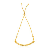 14K Yellow Gold Byzantine Chain Bar Lariat Style Bracelet