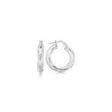 Sterling Silver Diamond Cut Twist Design Hoop Earrings