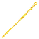 14K Yellow Gold Dual Round Link Interlaced Bracelet