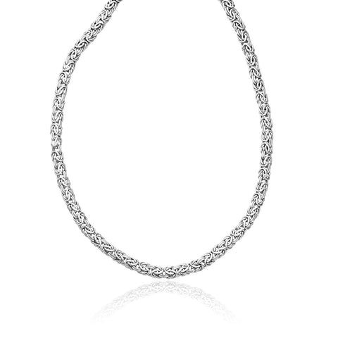 14K White Gold Byzantine Motif Chain Necklace