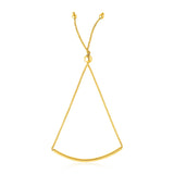 14K Yellow Gold Smooth Curved Bar Lariat Design Bracelet