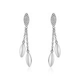 14K White Gold and Diamond Puff Marquise Dangle Earrings (1/4 ct. tw.)