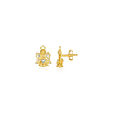 Filigree Style Angel Post Earrings in 14K Yellow Gold