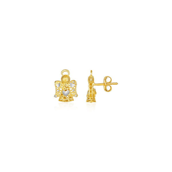 Filigree Style Angel Post Earrings in 14K Yellow Gold