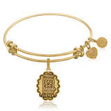 Expandable Bangle in Yellow Tone Brass with U.S. Army Proud Sister Symbol
