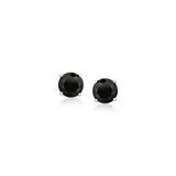 Sterling Silver Black 5mm Faceted Black Cubic Zirconia Stud Earrings