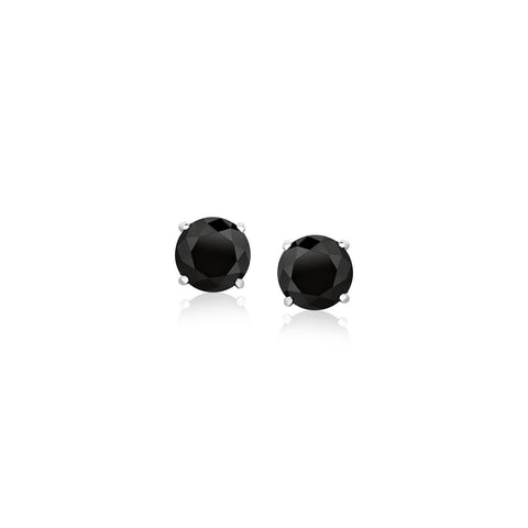 Sterling Silver Black 5mm Faceted Black Cubic Zirconia Stud Earrings