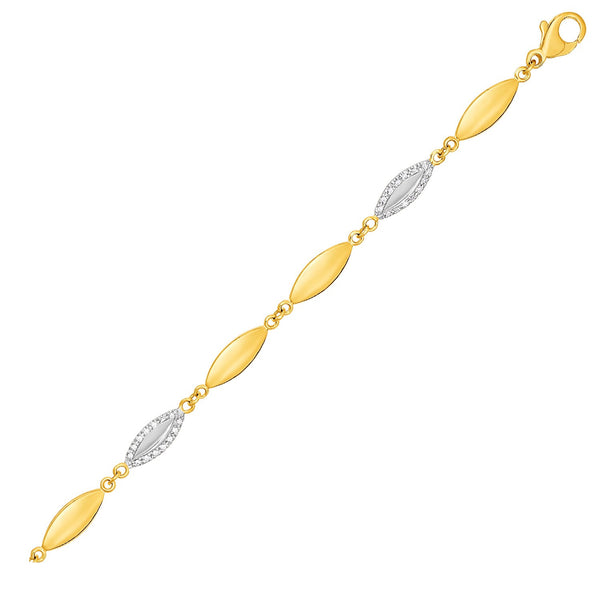 14K Yellow Gold and Diamond Marquise Motif Bracelet (1/5 ct. tw.)