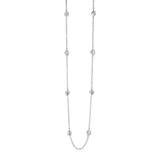 Station Necklace with Textured Beads in Sterling Silver