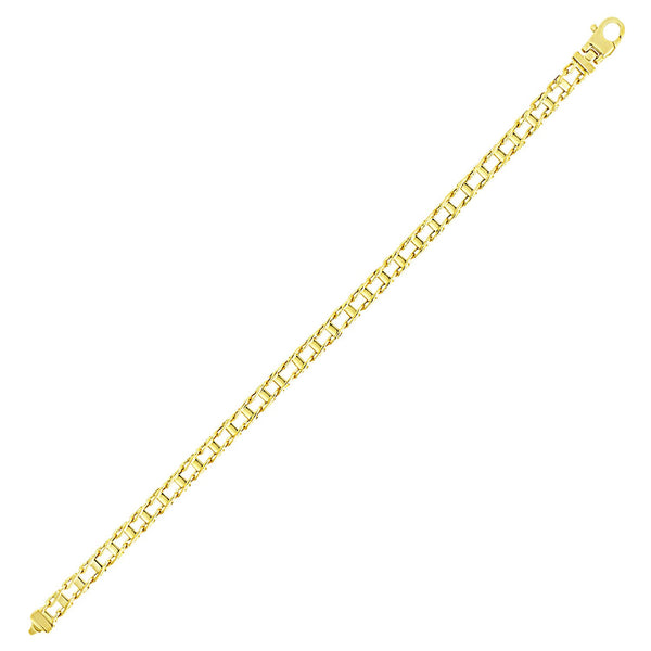 14K Yellow Gold Men's Bracelet with Rail Motif Links