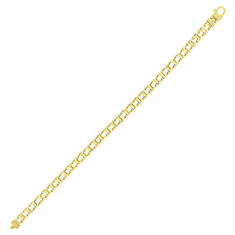 14K Yellow Gold Men's Bracelet with Rail Motif Links