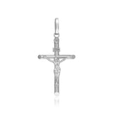 14K White Gold Crucifix Pendant with Figure