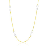 14K Two-Tone Gold Necklace with Heart Design Infinity Stations