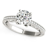 14K White Gold Antique Pronged Round Diamond Engagement Ring (1 1/8 ct. tw.)