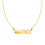 14K Yellow Gold Pendant with  inchesMom inches on Horizontal Bar