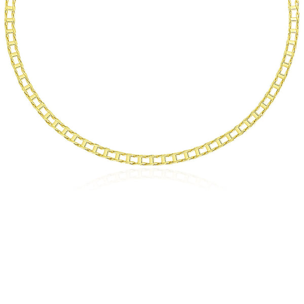 14K Yellow Gold Men's Necklace with Track Design Links