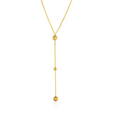 14K Two-Tone Yellow and White Chain and Ball Lariat Necklace