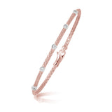 14K Two Tone Gold Diamond Accent Station Basket Weave Bracelet