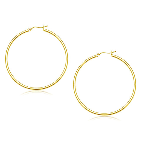 10K Yellow Gold Polished Hoop Earrings (45 mm)