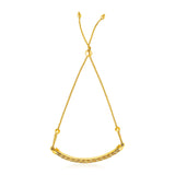 14K Yellow Gold Chain Bar and Bead Station Lariat Bracelet