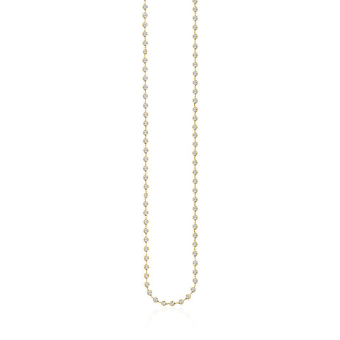 14K Yellow Gold Long Necklace with White Cubic Zirconias