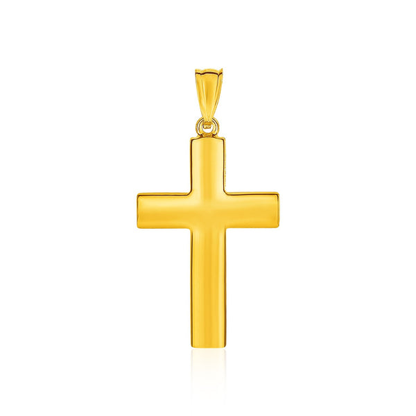 14K Yelllow Gold Reversible Textured Cross Pendant