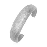 Textured Cuff Bangle with White Finish in Sterling Silver