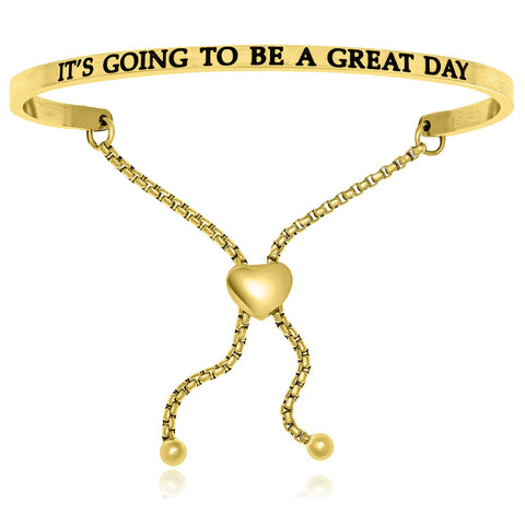 Yellow Stainless Steel It's Going To Be A Great Day Adjustable Bracelet