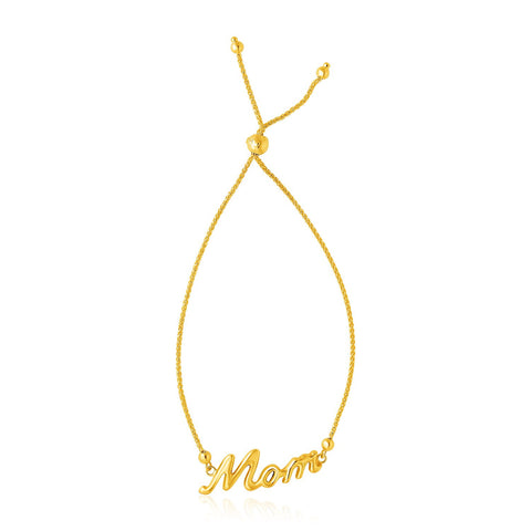 14K Yellow Gold MOM Style Lariat Bracelet
