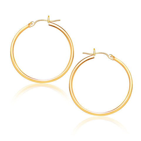 10K Yellow Gold Polished Hoop Earrings (25 mm)