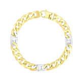 14K Two-Tone Gold Men's Bracelet with Curb Design Chain