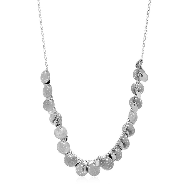 Necklace with Textured Disc Drops in Sterling Silver