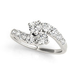 14K White Gold Two Stone Overlap Design Diamond Ring (1 ct. tw.)