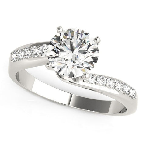 14K White Gold Bypass Round Pronged Diamond Engagement Ring (1 5/8 ct. tw.)