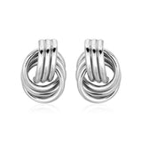 Polished Love Knot Earrings with Interlocking Rings in Sterling Silver
