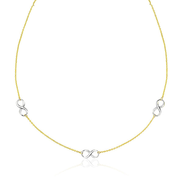 14K Two-Tone Gold Chain Necklace with Polished Infinity Stations