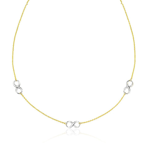 14K Two-Tone Gold Chain Necklace with Polished Infinity Stations