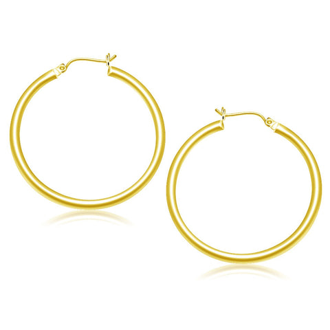 10K Yellow Gold Polished Hoop Earrings (40 mm)