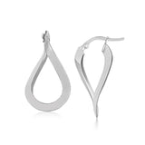 10K White Gold Twisted Freeform Hoop Earrings