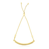 14K Yellow Gold Curved Textured Bar Adjustable Lariat Bracelet