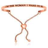 Pink Stainless Steel I'm The Woman I Want To Be Adjustable Bracelet