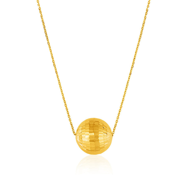 14K Yellow Gold Necklace with Faceted Ball Pendant