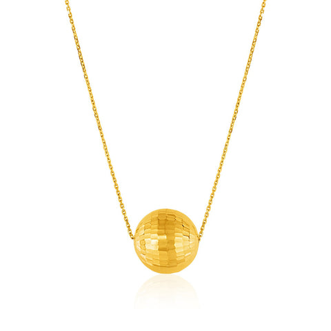 14K Yellow Gold Necklace with Faceted Ball Pendant