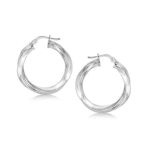 Sterling Silver Polished Twist Style Hoop Earrings